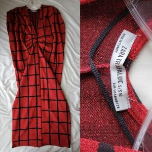 Zara trafaluc s/s 18, size Medium, red black checkered dress